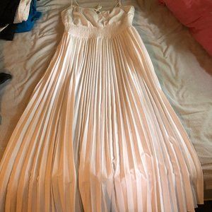 J Crew Pleated White Sundress with smocked bodice